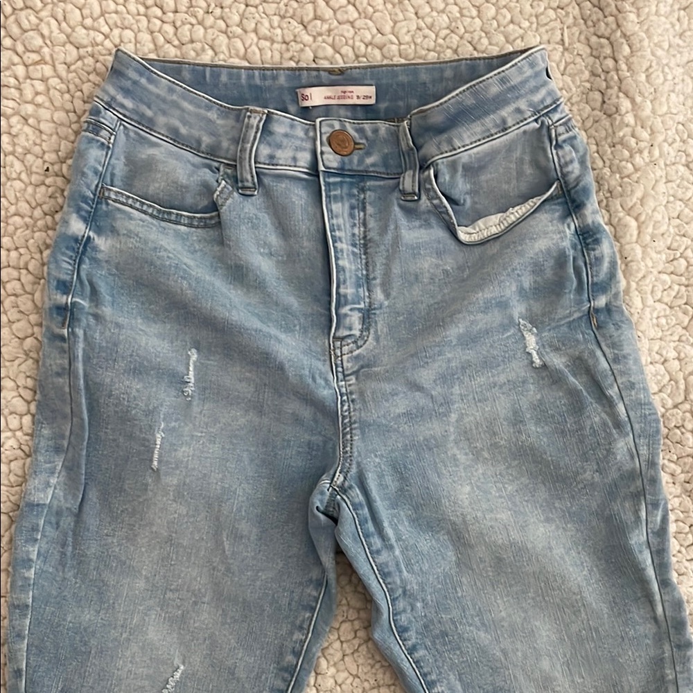 SO Blue Skinny Jeans Stonewashed Distressed